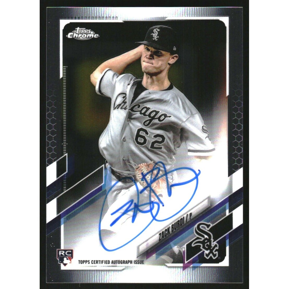 2021 Topps Chrome Rookie Autographs Blue Refractors #RAZB Zack Burdi. rookie card picture