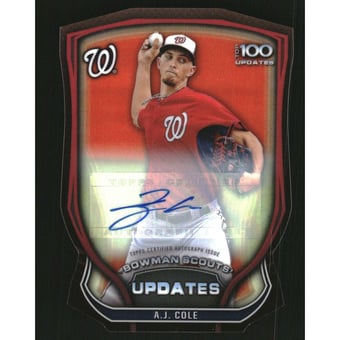2015 Bowman Chrome Bowman Scouts Update Die Cut Autographs Orange Refractors #BSUAC A.J. Cole