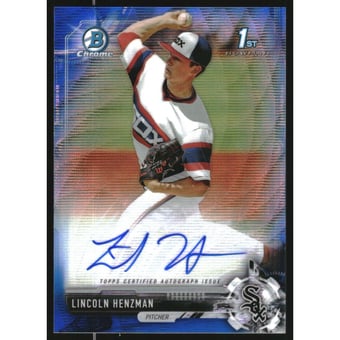 2017 Bowman Chrome Draft Autographs Blue Wave Refractors #CDALH Lincoln Henzman