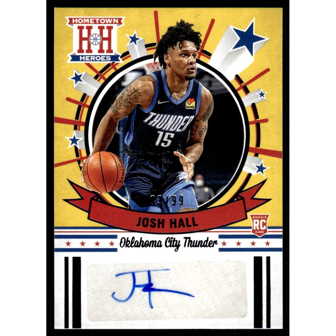 2020-21 Panini Chronicles Hometown Heroes Rookie Autographs Blue #25 Josh Hall/99. rookie card picture