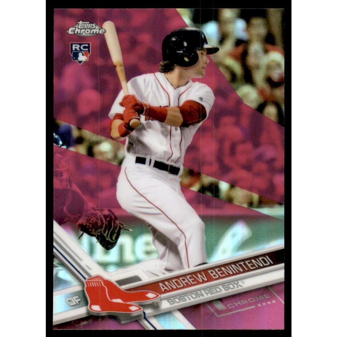 2017 Topps Chrome Pink Refractors #100 Andrew Benintendi. rookie card picture