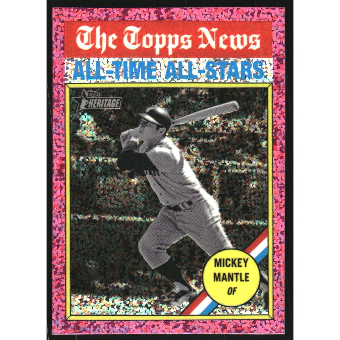 2025 Topps Heritage Chrome Pink Sparkle Refractors #349 Mickey Mantle AS. rookie card picture