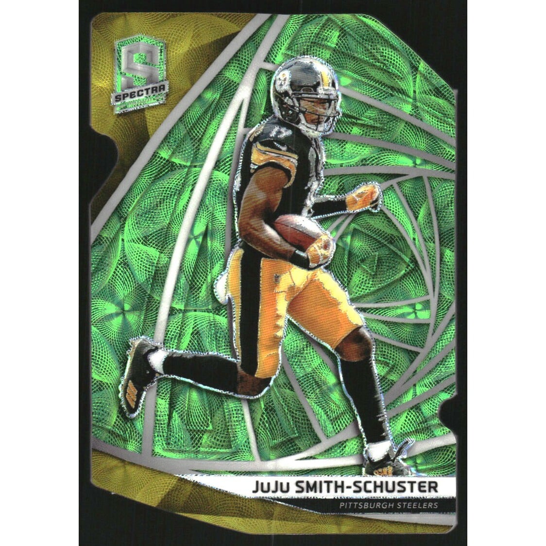2019 Panini Spectra Neon Green Die Cut #25 JuJu Smith-Schuster. rookie card picture