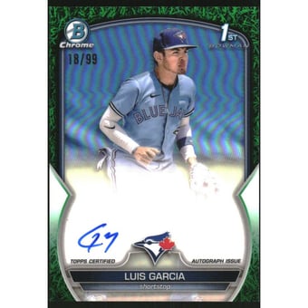 2023 Bowman Chrome Prospect Autographs Green Grass Refractors #CPALG Luis Garcia