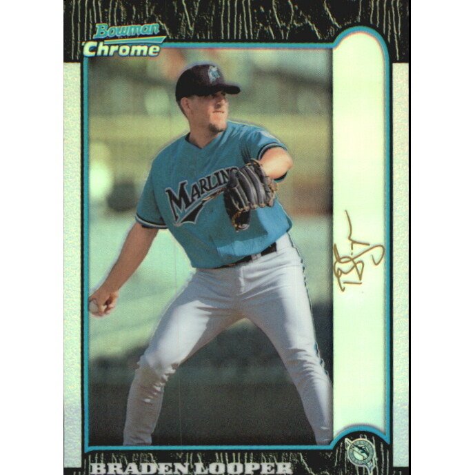 1999 Bowman Chrome Gold Refractors #353 Braden Looper. rookie card picture