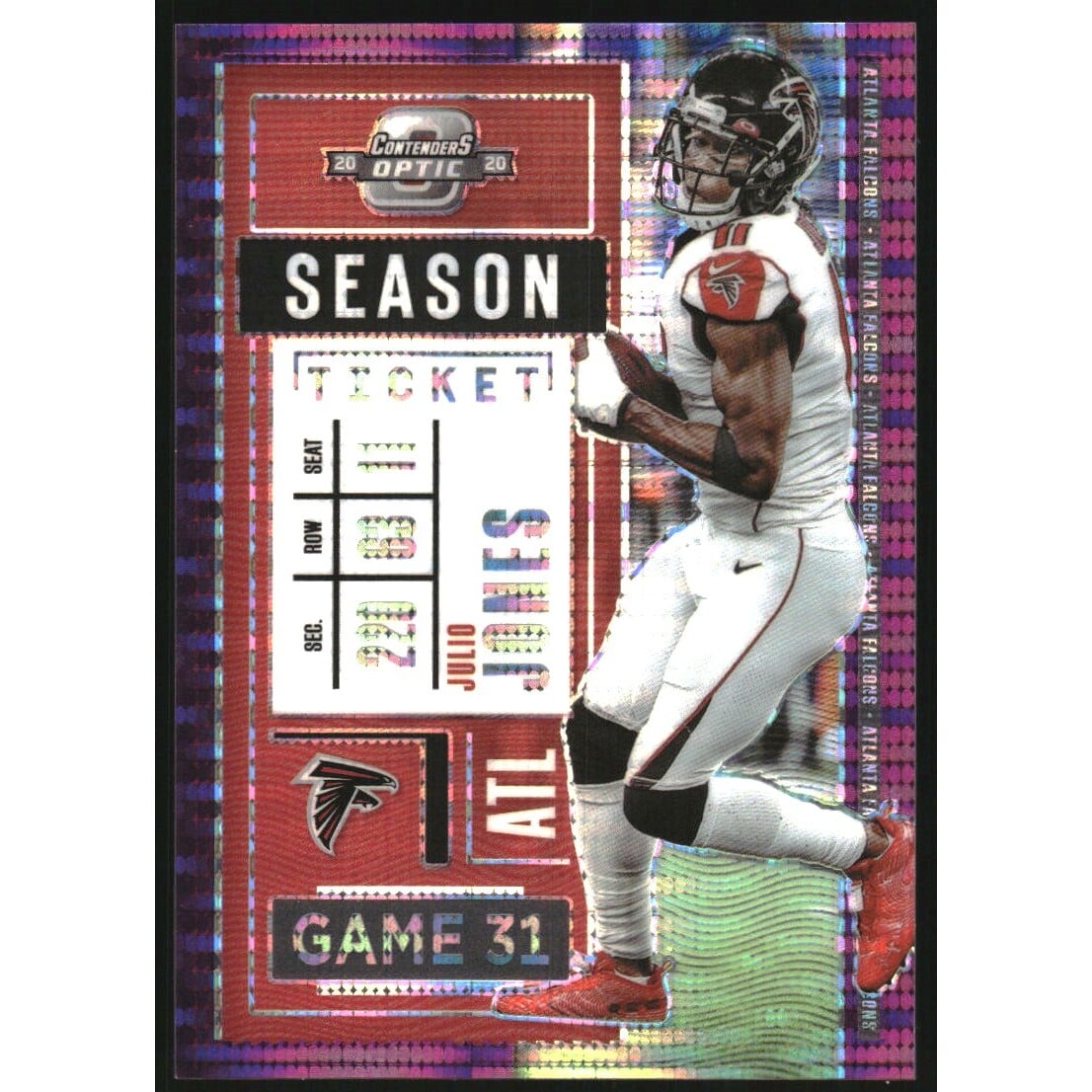 2020 Panini Contenders Optic Purple Pulsar #4 Julio Jones. rookie card picture