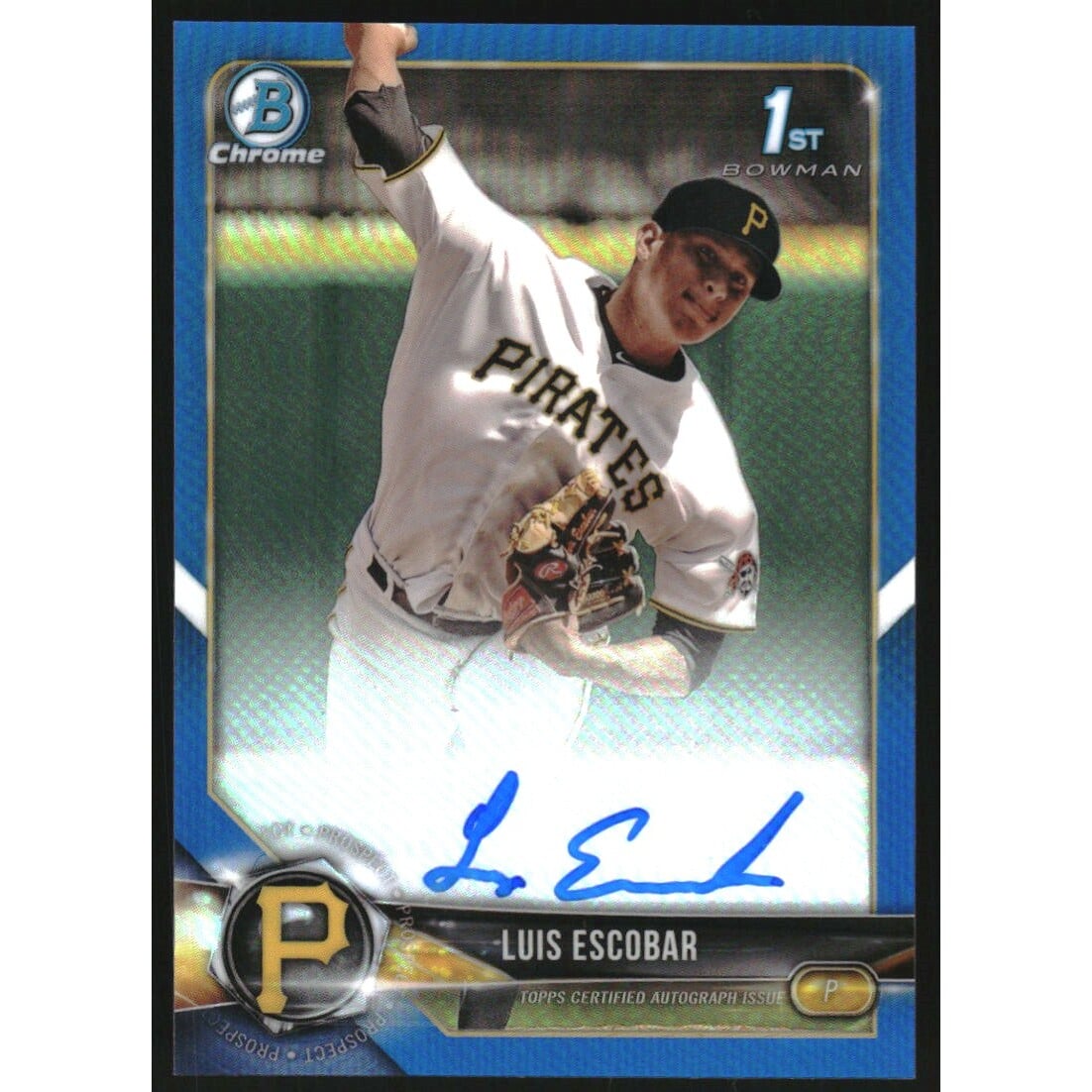 2018 Bowman Chrome Prospect Autographs Blue Refractors #CPALE Luis Escobar. rookie card picture