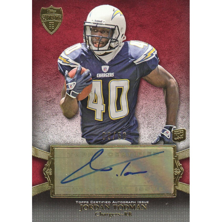 2011 Topps Supreme Rookie Autographs Red #SRAJT Jordan Todman
