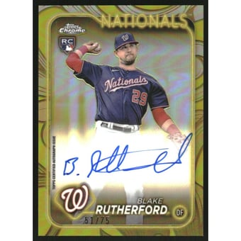 2024 Topps Chrome Gilded Collection Gold Autographs Yellow Gold Refractors #CGABR Blake Rutherford