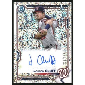 2021 Bowman Chrome Prospect Autographs Speckle Refractors #CPAJCL Jackson Cluff