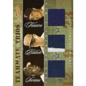 2005 Fleer Authentix Teammate Trios Jersey #TR Alfonso Soriano Jsy/Hank Blalock Jsy/Mark Teixeira Jsy