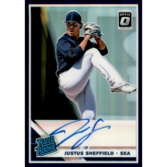 2019 Donruss Optic Rated Rookies Signatures Light Blue #25 Justus Sheffield/35