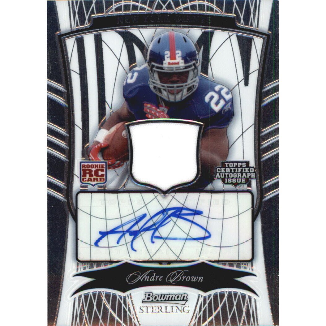 2009 Bowman Sterling #173B Andre Brown JSY AU/500. rookie card picture