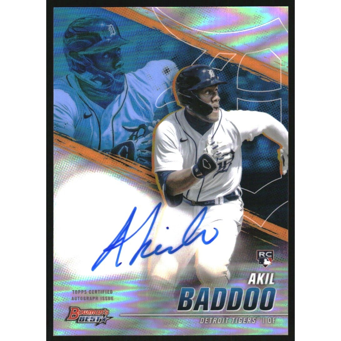 2021 Bowman's Best Best of '21 Autographs Refractors #B21AB Akil Baddoo. rookie card picture