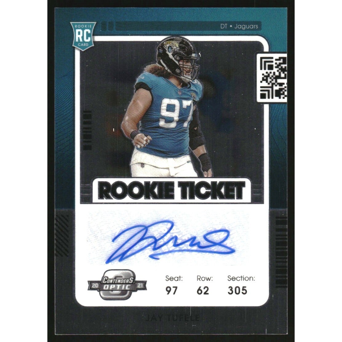 2021 Panini Contenders Optic #175 Jay Tufele AU RC. rookie card picture