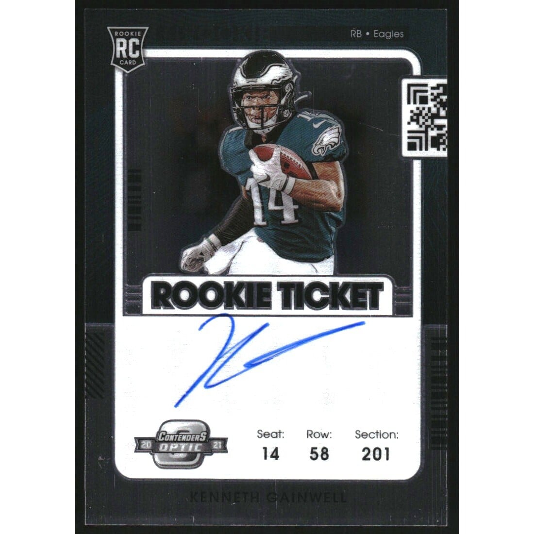 2021 Panini Contenders Optic Rookie Ticket Variation Autographs #139 Kenneth Gainwell. rookie card picture