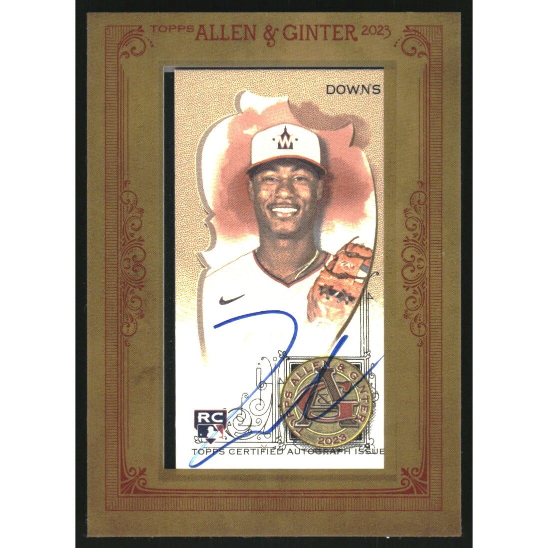 2023 Topps Allen and Ginter Framed Mini Autographs #MAJD Jeter Downs. rookie card picture