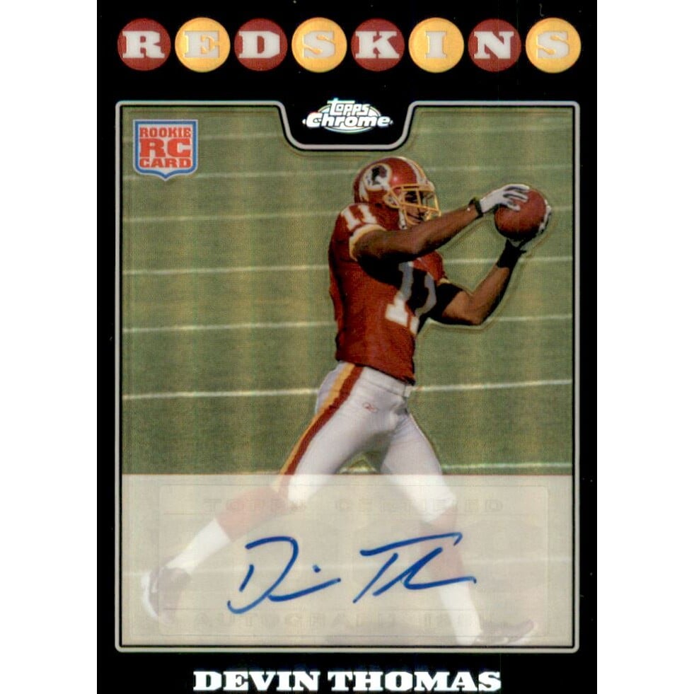 2008 Topps Chrome Rookie Autographs Refractors #TC206 Devin Thomas. rookie card picture