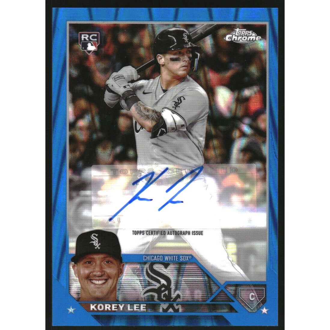 2023 Topps Chrome Update Autographs Blue Raywave Refractors #ACKL Korey Lee. rookie card picture