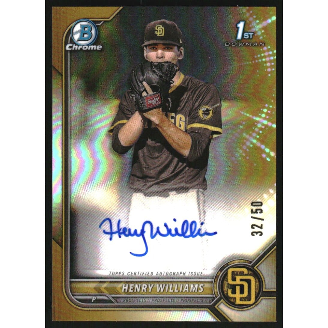 2022 Bowman Chrome Draft Autographs Gold Refractors #CDAHW Henry Williams. rookie card picture