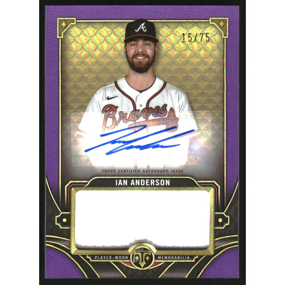 2022 Topps Triple Threads Single Jumbo Relic Autographs Amethyst #ASJRIA Ian Anderson. rookie card picture