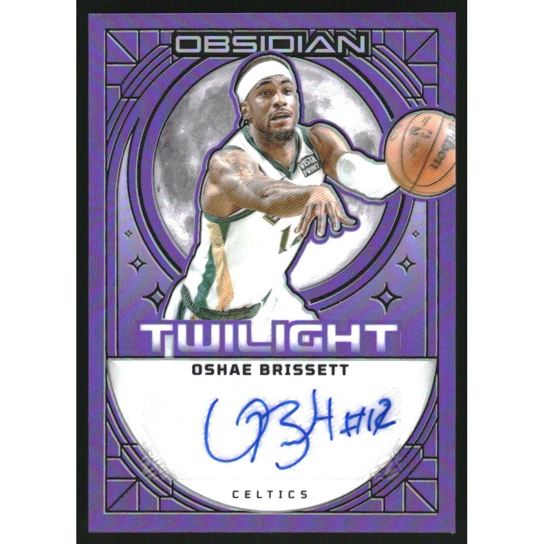 2023-24 Panini Obsidian Twilight Signatures Electric Etch Purple Flood #14 Oshae Brissett. rookie card picture