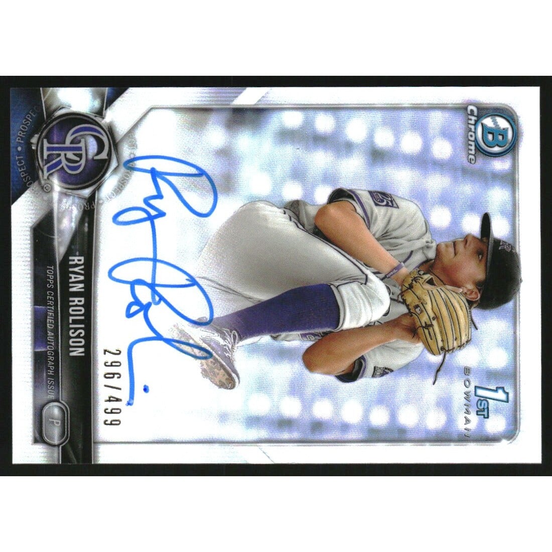 2018 Bowman Chrome Draft Autographs Refractors #CDARR Ryan Rolison/499. rookie card picture