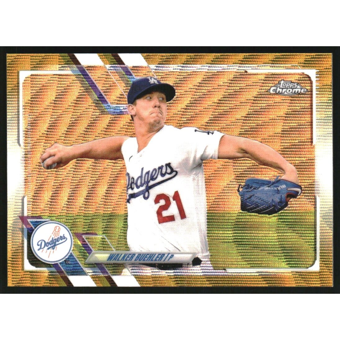 2021 Topps Chrome Gold Wave Refractors #157 Walker Buehler. rookie card picture