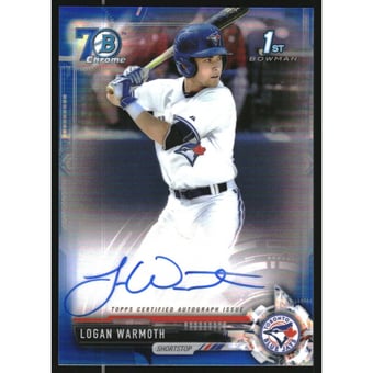 2017 Bowman Chrome Draft Autographs 70th Blue Refractors #CDALW Logan Warmoth