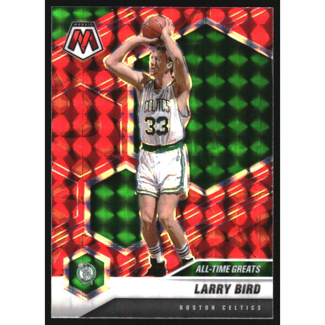 2020-21 Panini Mosaic Mosaic Reactive Red #295 Larry Bird. rookie card picture