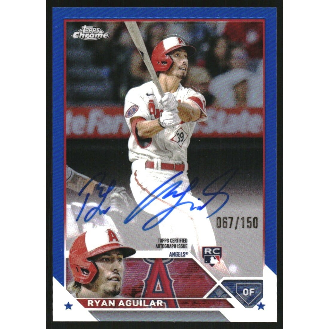 2023 Topps Chrome Rookie Autographs Blue Refractors #RARA Ryan Aguilar. rookie card picture