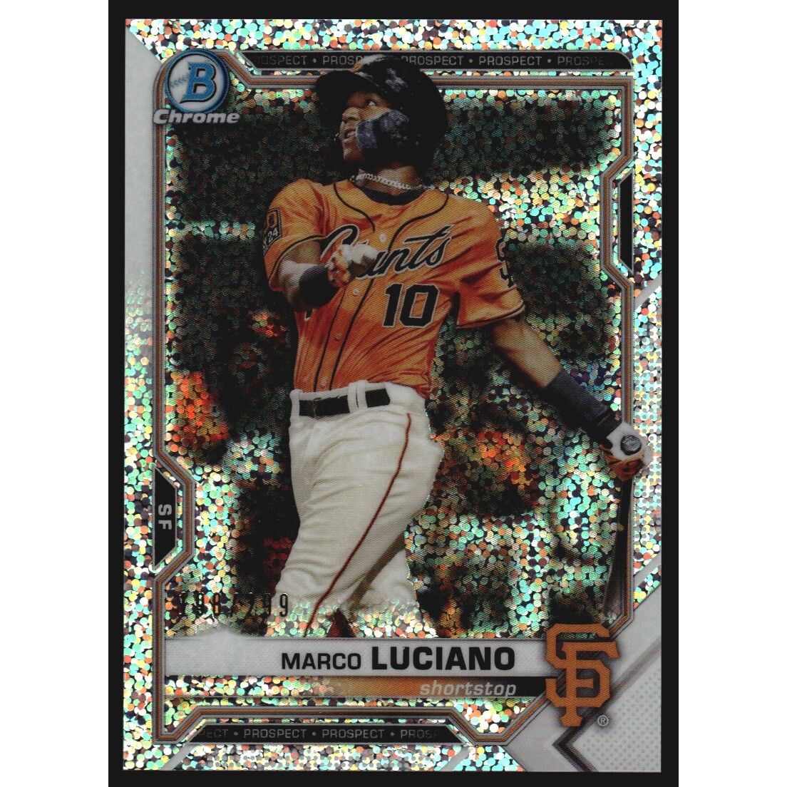 2021 Bowman Chrome Prospects Speckle Refractors #BCP8 Marco Luciano. rookie card picture