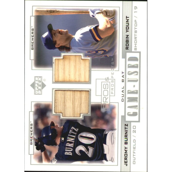 2001 Upper Deck Pros and Prospects Legends Game Bat #PLBY Jeromy Burnitz/Robin Yount. rookie card picture