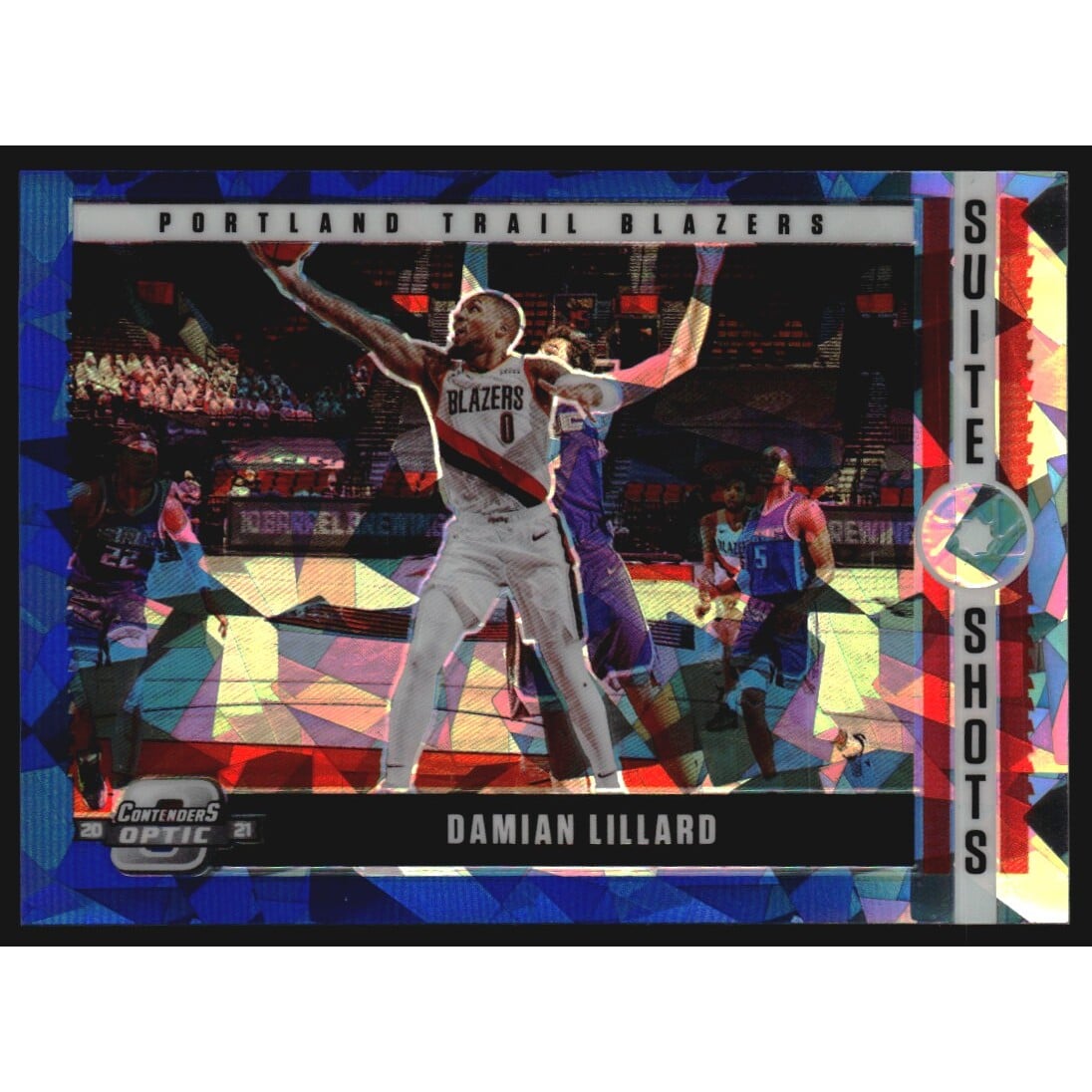 2020-21 Panini Contenders Optic Suite Shots Blue Cracked Ice #18 Damian Lillard. rookie card picture