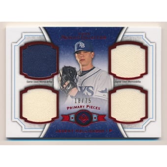 2012 Topps Museum Collection Primary Pieces Quad Relics Red 75 #JHE Jeremy Hellickson