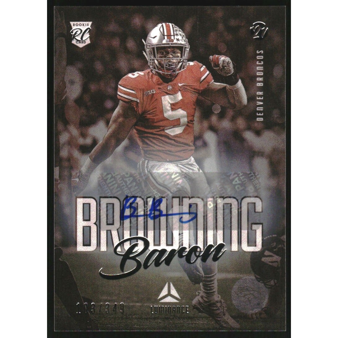2021 Panini Luminance Autographs #186 Baron Browning/349. rookie card picture
