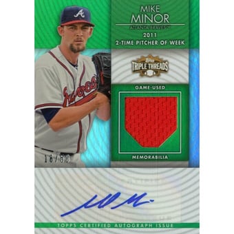 2012 Topps Triple Threads Unity Relic Autographs Emerald #UAR78 Mike Minor