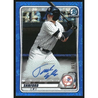 2020 Bowman Chrome Mega Box Prospect Autograph Blue Refractors #BMAJS Jake Sanford