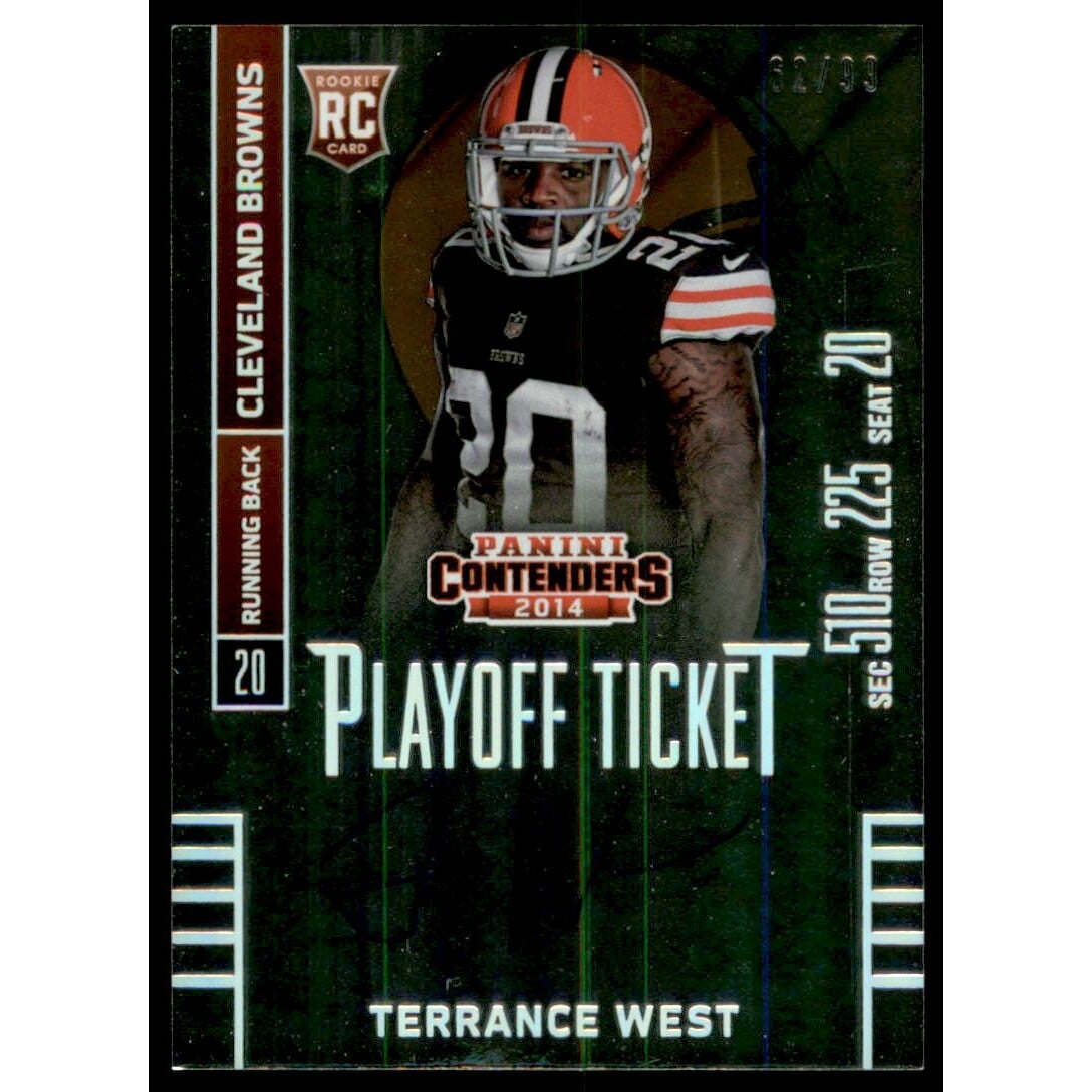 2014 Panini Contenders Playoff Ticket #230A Terrance West AU/99. rookie card picture