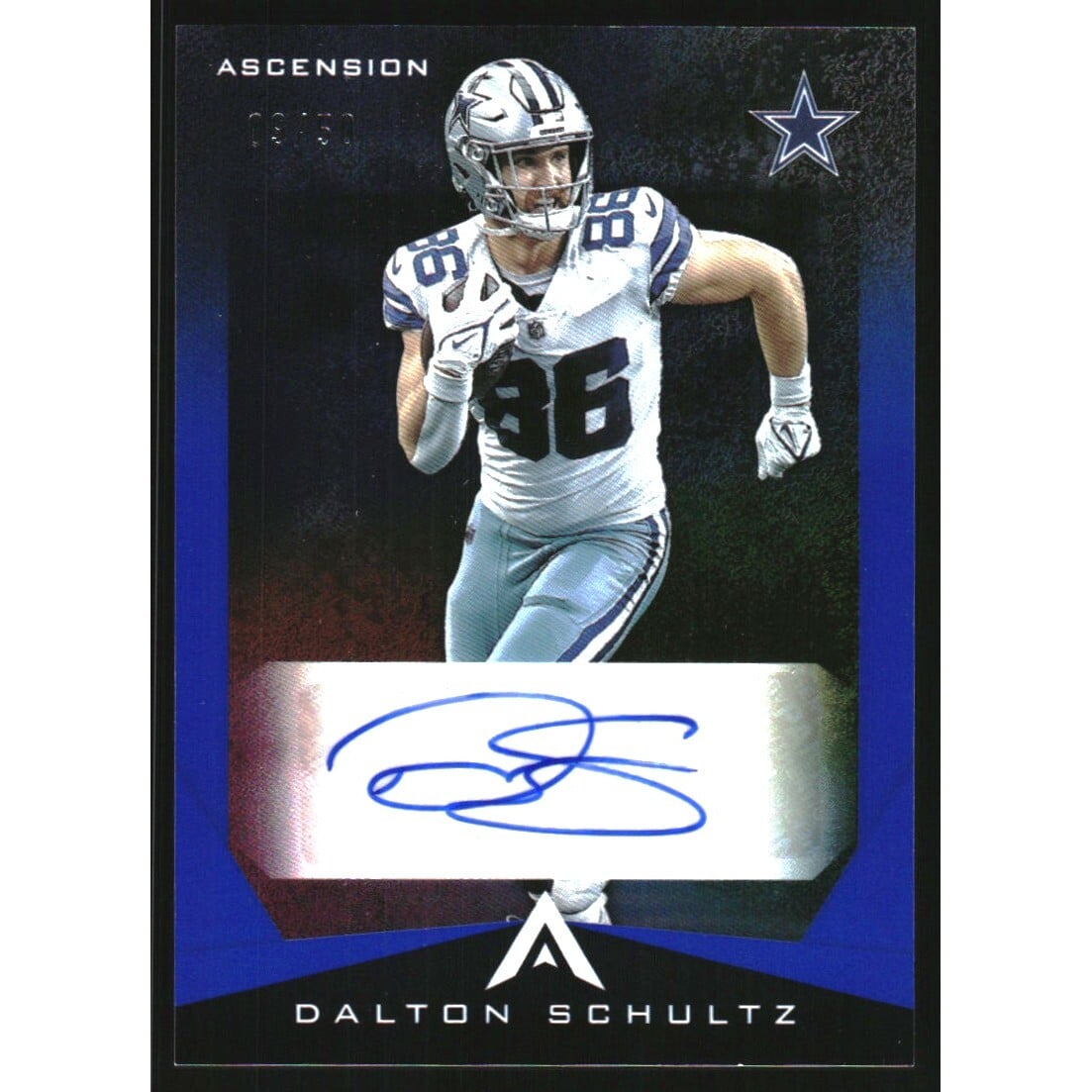 2021 Panini Chronicles Elite Ascension Autographs Blue #31 Dalton Schultz. rookie card picture