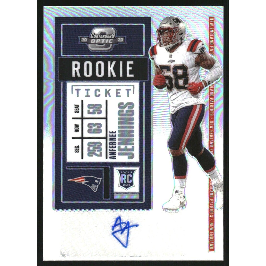 2020 Panini Contenders Optic Silver #178 Anfernee Jennings AU. rookie card picture