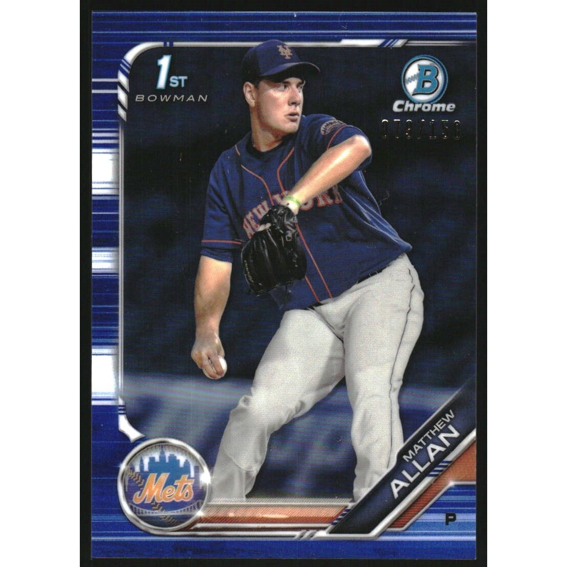 2019 Bowman Chrome Draft Blue Refractors #BDC48 Matthew Allan. rookie card picture