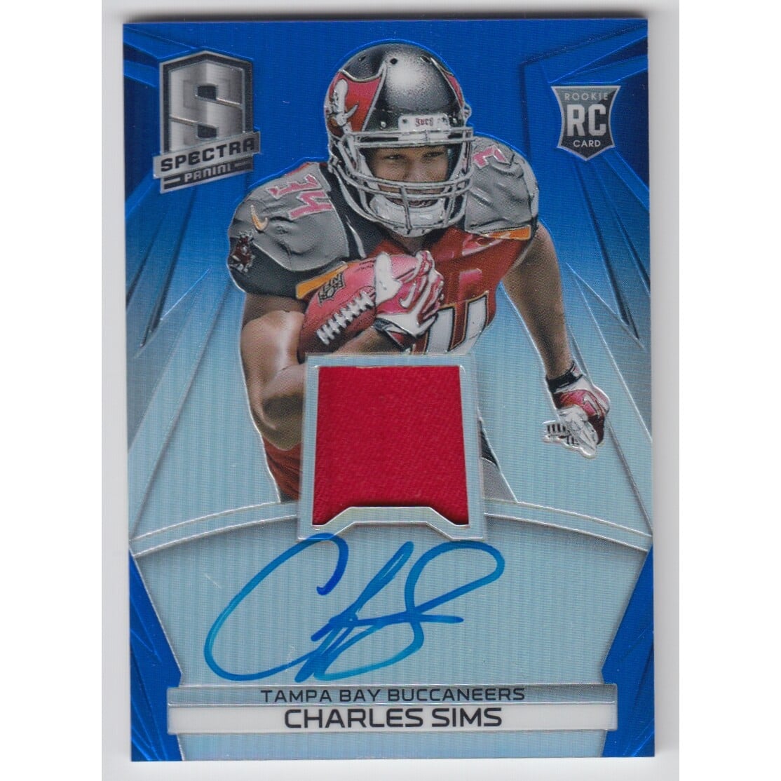 2014 Panini Spectra Prizms Blue #204 Charles Sims JSY AU. rookie card picture