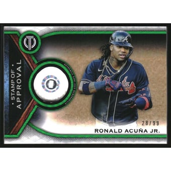 2021 Topps Tribute Stamp of Approval Relics Green #SOARAJ Ronald Acuna Jr.