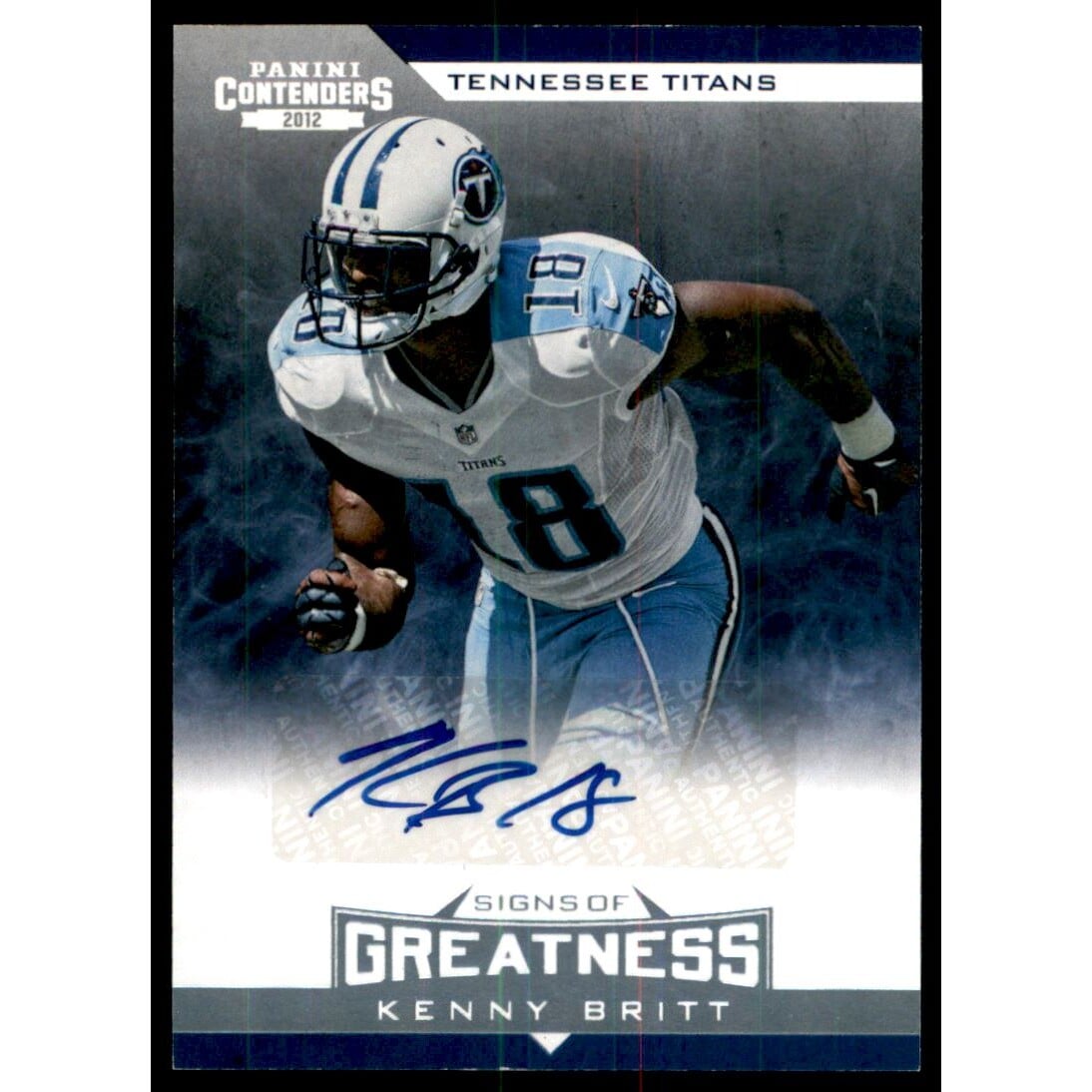 2012 Panini Contenders Signs of Greatness #10 Kenny Britt/15. rookie card picture