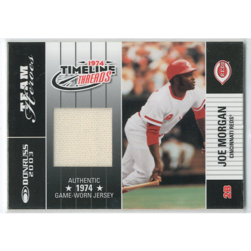 2003 Donruss Team Heroes Timeline Threads #17 Joe Morgan/74. rookie card picture