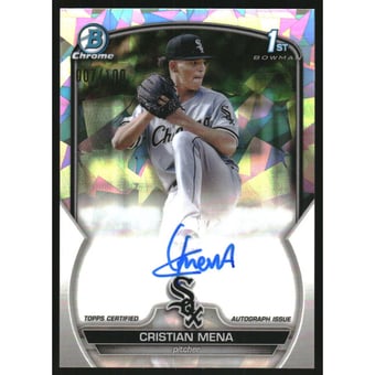 2023 Bowman Chrome Prospect Autographs Atomic Refractors #CPACM Cristian Mena