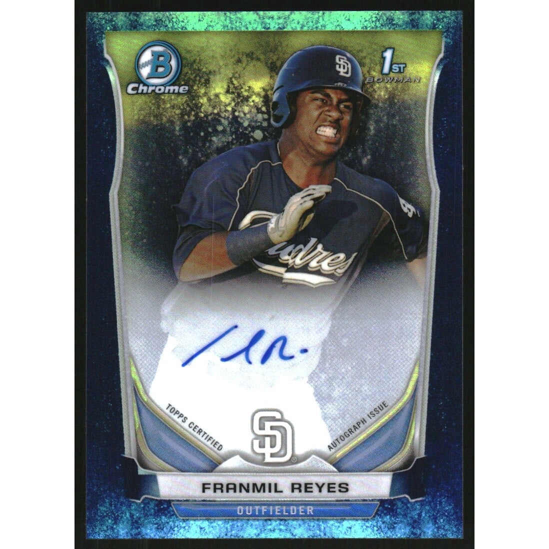 2014 Bowman Chrome Prospect Autographs Bubble Refractors #BCAPFR Franmil Reyes. rookie card picture
