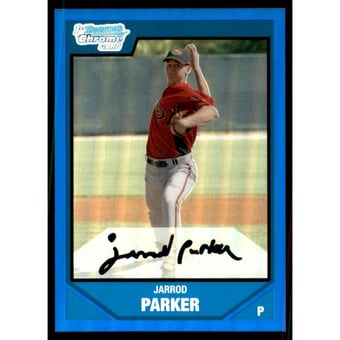 2007 Bowman Chrome Draft Draft Picks Blue Refractors #BDPP58 Jarrod Parker