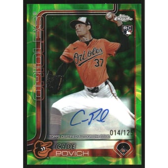 2025 Topps Chrome Update Rookie Autographs Green Yellow Lava Lamp Refractors #RACP Cade Povich